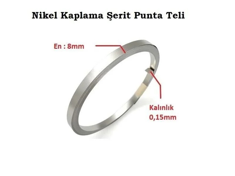 Nikel Kaplı Punta Teli Nikel Şerit 0.15x8mm - 10 Metre