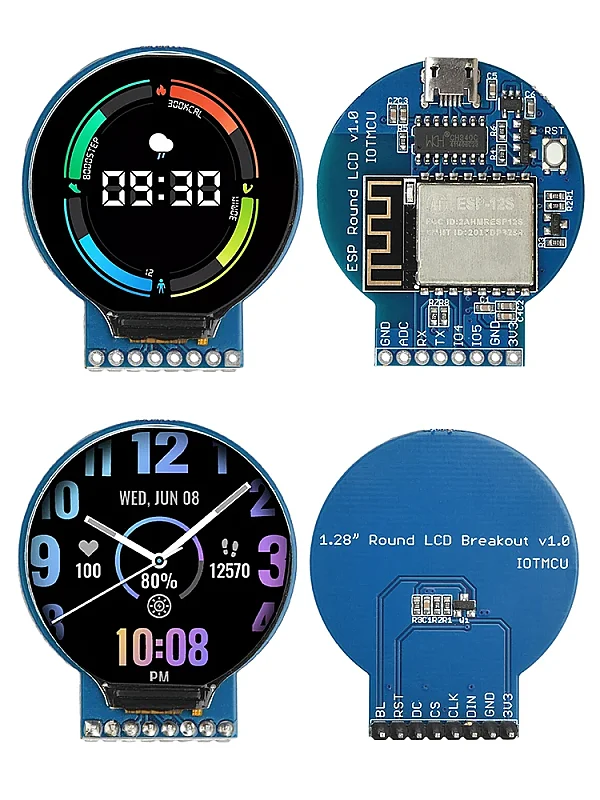 ESP8266 ESP-12S 240x240 GC9A01 1.28 İnç TFT LCD RGB Ekran Modülü Geliştirme Kartı